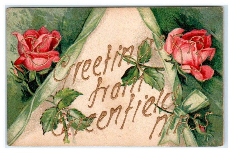 Greetings From GREENFIELD, MA Massachusetts 1907 Franklin County Postcard