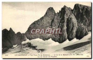 Old Postcard The Three Peaks Belledonne Col of Balmette and Lamartine Peak se...