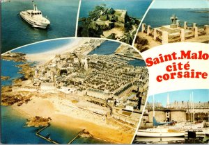 Saint Malo cite corsaire Vintage Postcard 1980s France