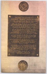 George Washington Masonic Shrine Tappan NY Memorial Tablet Postcard 1930s