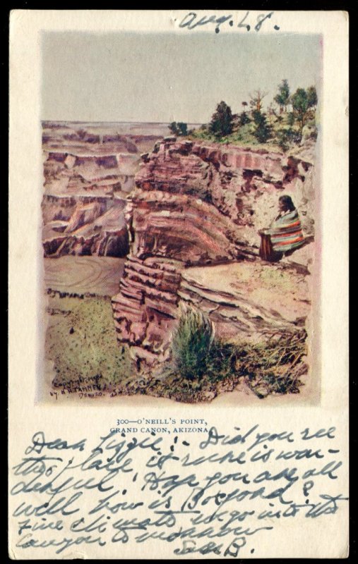 O'Neill's Point, Grand Canyon, AZ. 1907 undivided back, embossed. H.H. Tannen