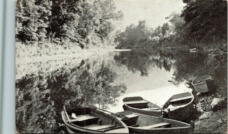 Old Boat Benne Kill Looking West Shawnee Delaware Pennsylvania PA VTG Postcard 