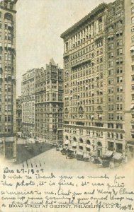 Pennsylvania Philadelphia Broad Street autos Birdseye Postcard 22-878