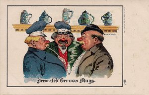 German Stereotype, Beer Stein, Krug, Decorated German Mugs 1907 Artist FMB