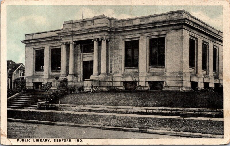 Postcard Public Library in Bedford, Indiana~1457