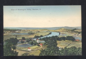 MARIETTA OHIO MUSKINGUM VALLEY BIRDSEYE VIEW VINTAGE POSTCARD 1917 ZANESVILLE