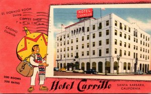 California Santa Barbara Hotel Carrillo 1953