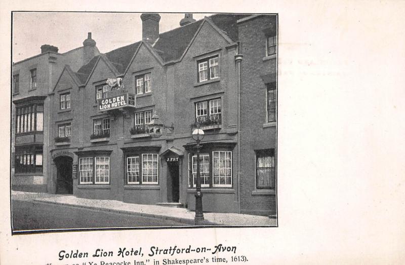 Golden Lion Hotel, Stratford-On-Avon, England, Early Postcard, Unused