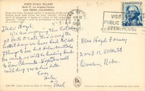 San Pedro,California~Sailboat. Steam Ship @ Ports O'Call Village~1968 Postcard