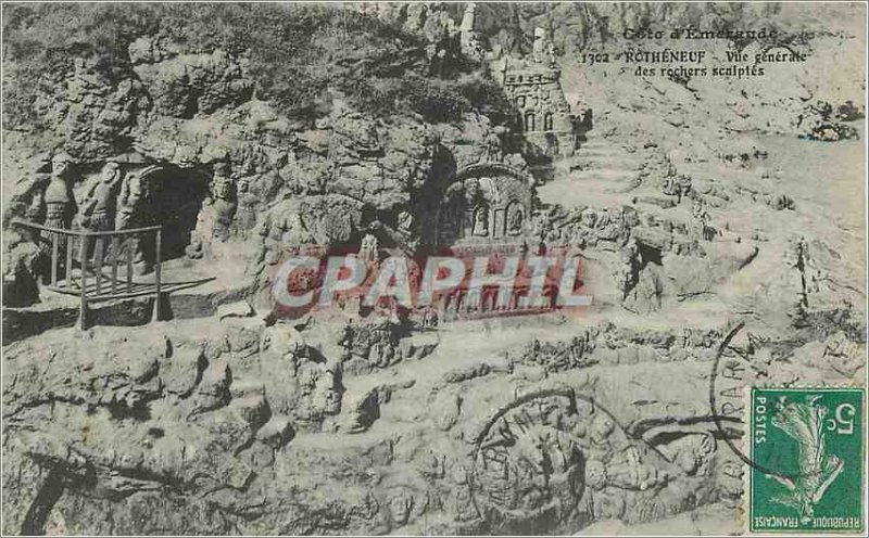 Postcard Old Rotheneuf Emerald Coast Vue Generale des Rochers Sculptes