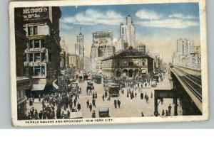 New York City Trolley Street Scene c1910 Postcard
