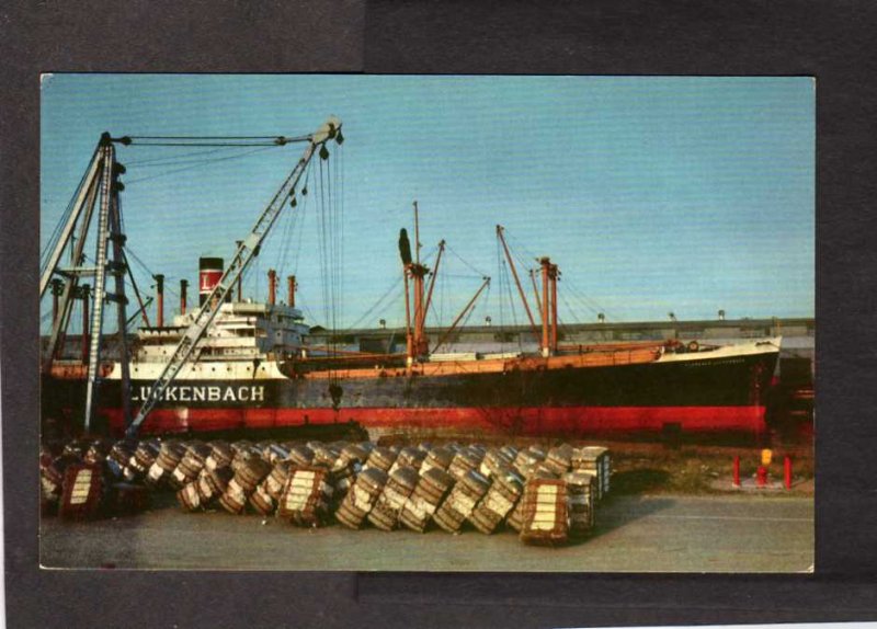 CA Ship UCKENBACH Loading Cotton Port Stockton California Postcard