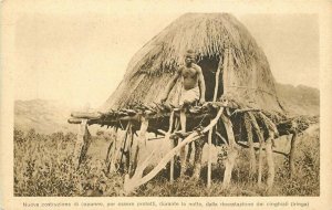 Africa Iringa Native Hut construction C-1910 Postcard 22-1263