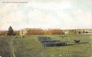 Spokane Washington 1908 Postcard Fort Wright Troops In Formation Parade Grounds