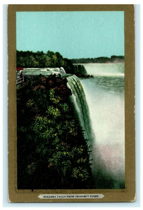 Niagara Falls Prospect Point Gold Border Waterfall Antique Vintage Postcard 