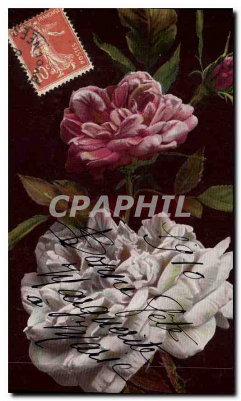 Old Postcard Bonne Fete Flowers