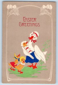 Azusa California CA Postcard Easter Greetings Anthropomorphic Duck Embossed 1908