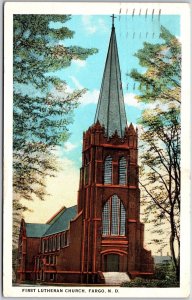 1924 First Lutheran Church Fargo North Dakota ND Parish Posted Postcard