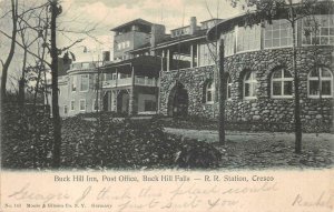 BUCK HILL INN POST OFFICE TRAIN DEPOT CRESCO PENNSYLVANIA POSTCARD 1906