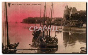 Old Postcard Pornic L Front Harbor Yacht
