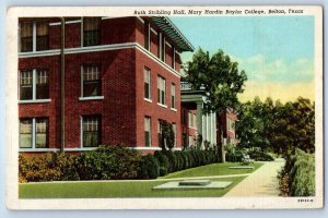 1940 Belton Texas Postcard Ruth Stribling Hall Mary Hardin Baylor College Linen
