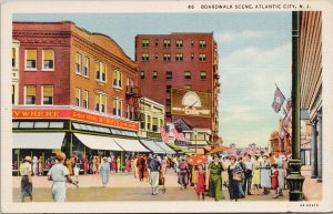 Boardwalk Scene Atlantic City NJ New Jersey Unused Curteich Postcard F50