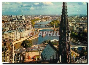 Postcard Modern Colors and Light France Paris Panorama of the Seine saw the T...