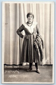 Chicago Illinois IL Postcard RPPC Photo Polska Krev Helena Studio Poland Theater