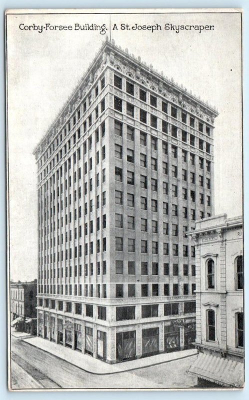 ST. JOSEPH, Missouri MO ~ Skyscraper CORBY FORSEE BUILDING c1910s  Postcard