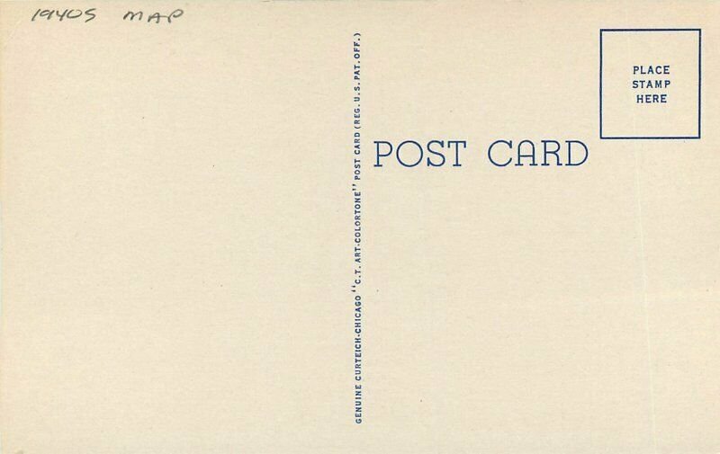 Map Attractions Ohio Teich linen 1940s Postcard 22-1562