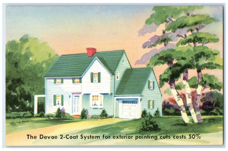 The Devoe 2 Coat System For Exterior Painting Cuts Advertising Vintage Postcard