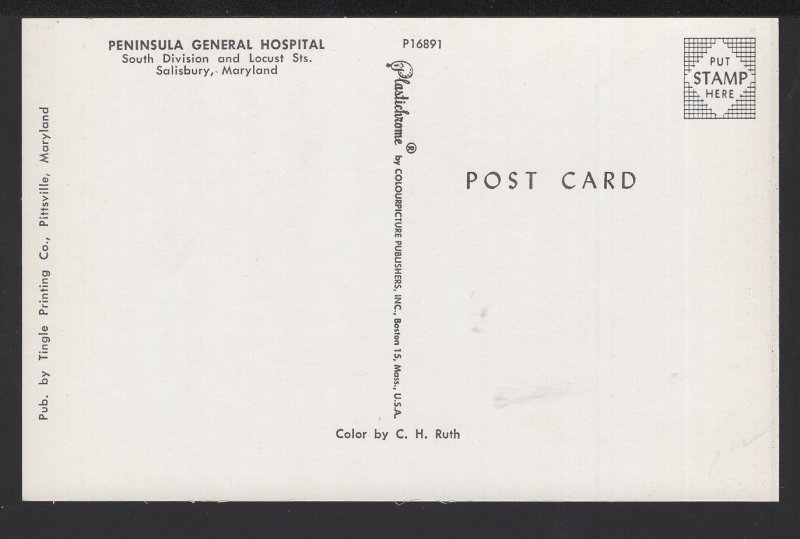 Maryland SALISBURY Peninsula General Hospital Division and Locust Sts ~ Chrome