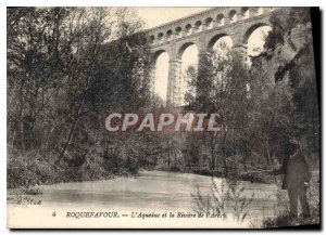 Postcard Old Roquefavour Aqueduct and the River Arc Fishing Fisherman