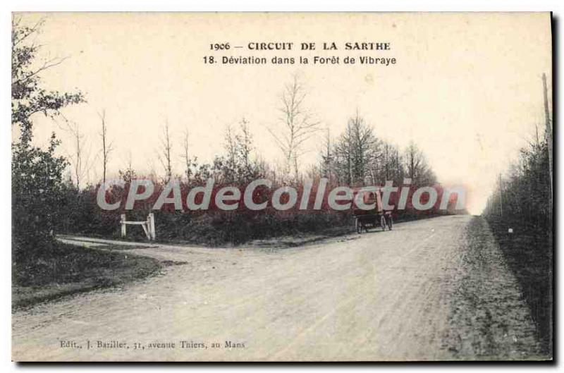 Old Postcard Circuit de la Sarthe in Deviation Foret Vibraye