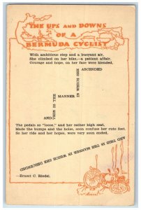 1938 The Ups and Downs of a Bermuda Cyclist Posted Vintage Postcard