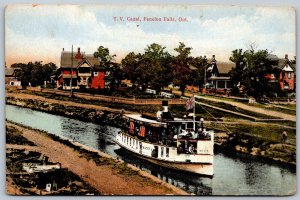 Postcard Fenelon Falls Ontario c1910s T. V. Canal Steamer Manita Kawartha Lakes