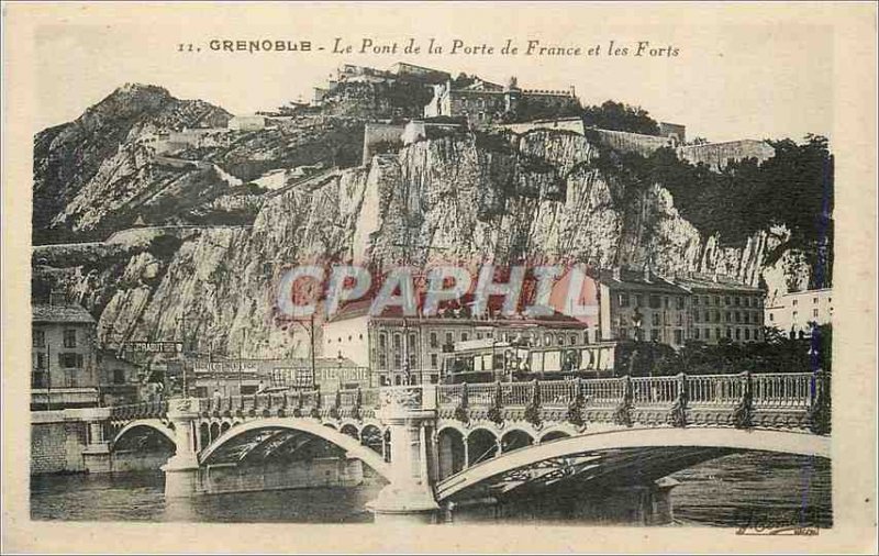 Postcard Old Bridge Grenoble Door of France and Forts