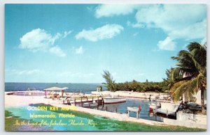 1950s GOLDEN KEY MOTEL ISLAMORADA FL KEYS OPP GREEN TURTLE RESTAURANT POSTCARD