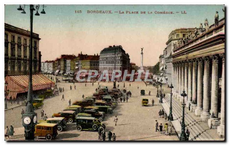 Old Postcard Bordeaux Place de la Comedie