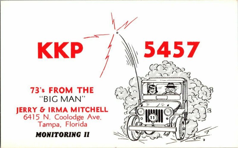 QSL Radio Card From Tampa Florida KKP 5457 