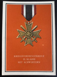 Mint WW 2 Germany Color Picture Postcard War Merit Cross Medal