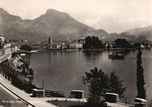 Vintage Postcard Real Photo Riva Del Garda Panorama Overlooking Mountains RPPC