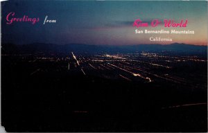 Greetings from Rim O' World San Bernardino Mountains CA Postcard PC412