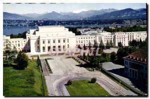 Postcard Old Geneva's Palais des Nations and the Mont Blanc