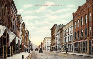 MARKET STREET CORNING NEW YORK POSTCARD (c. 1910)
