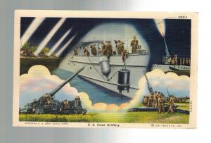 Mint WW 2 US Army Soldiers RPPC Postcard Coastal Artillery in Action