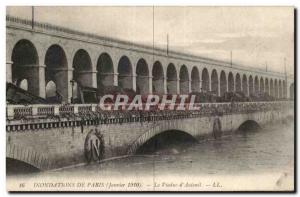 Paris - 4 - Floods of Paris - January 1910 - Auteuil Viaduct - Old Postcard