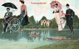 Vintage Postcard 1905 Toekomstbeeld Fantasy Imagination Comic Card 