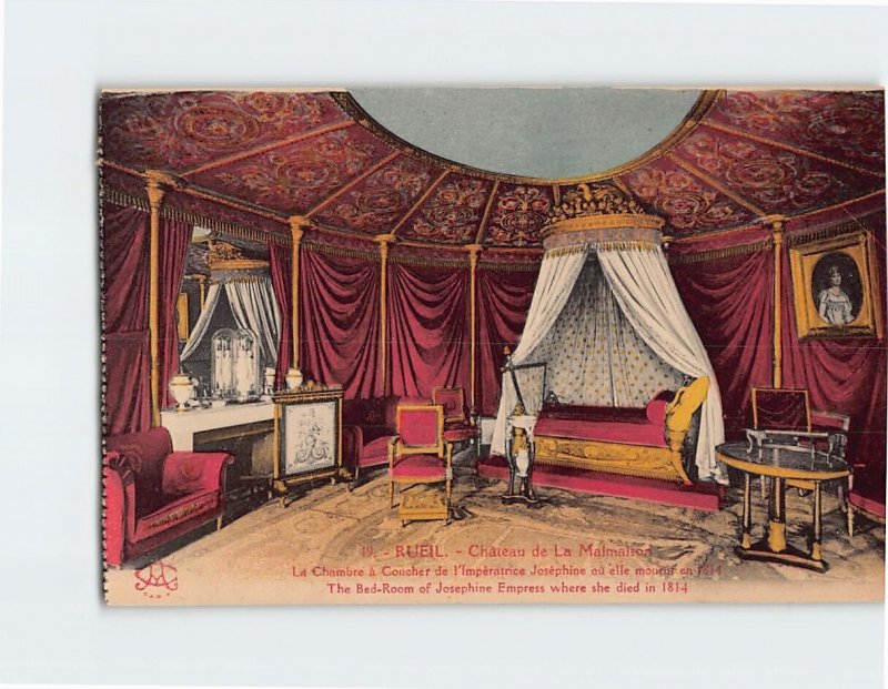 Postcard The Bed Room of Josephine Empress Château de La Malmaison France