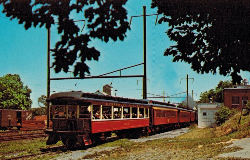 Strausburg Rail Road Railroad on Route 741 in Strasbourg, PA Locamotive Postcard